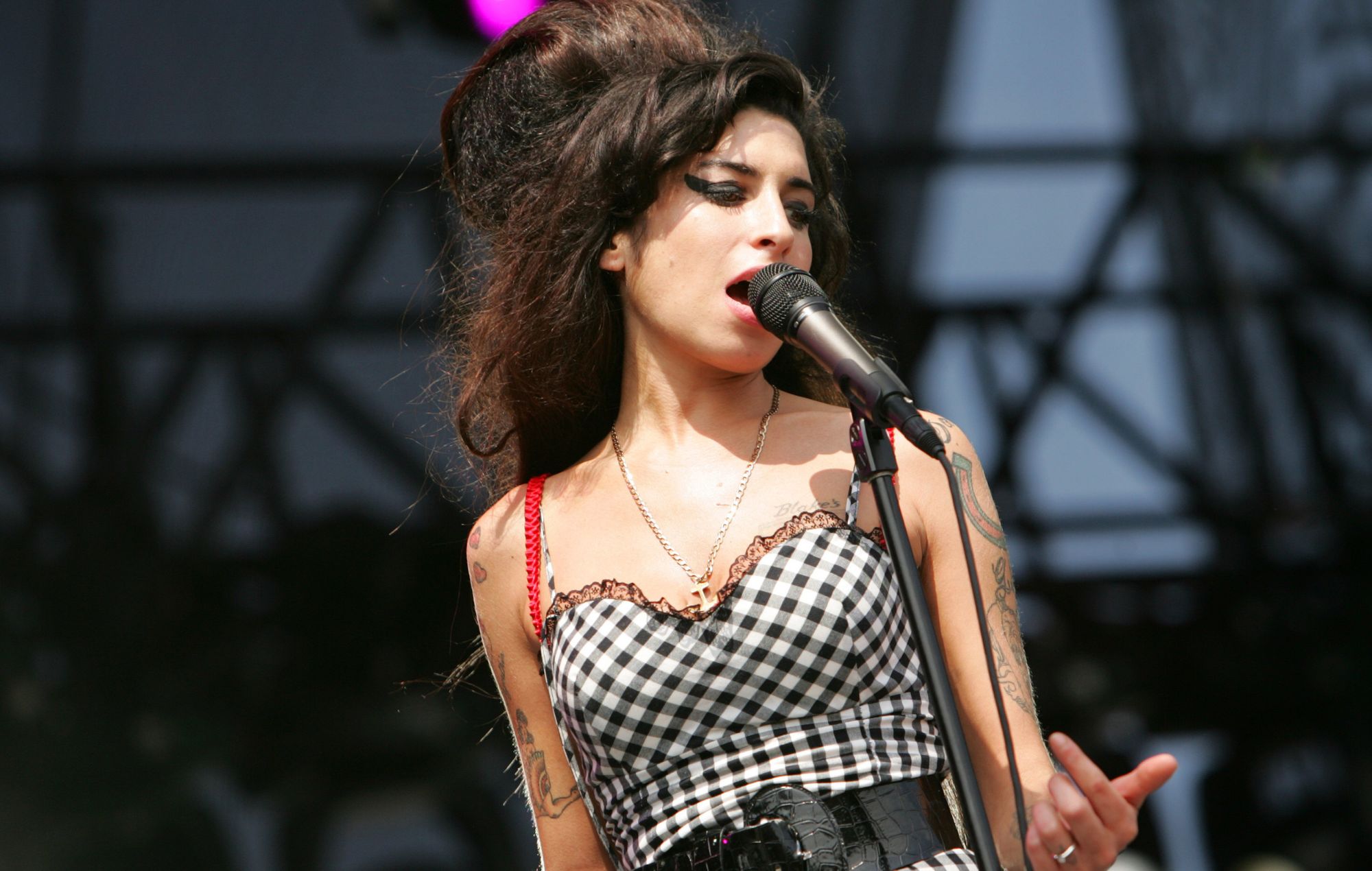 Amy Winehouse performs at Lollapalooza 2007 at Grant Park on August 5, 2007 in Chicago.