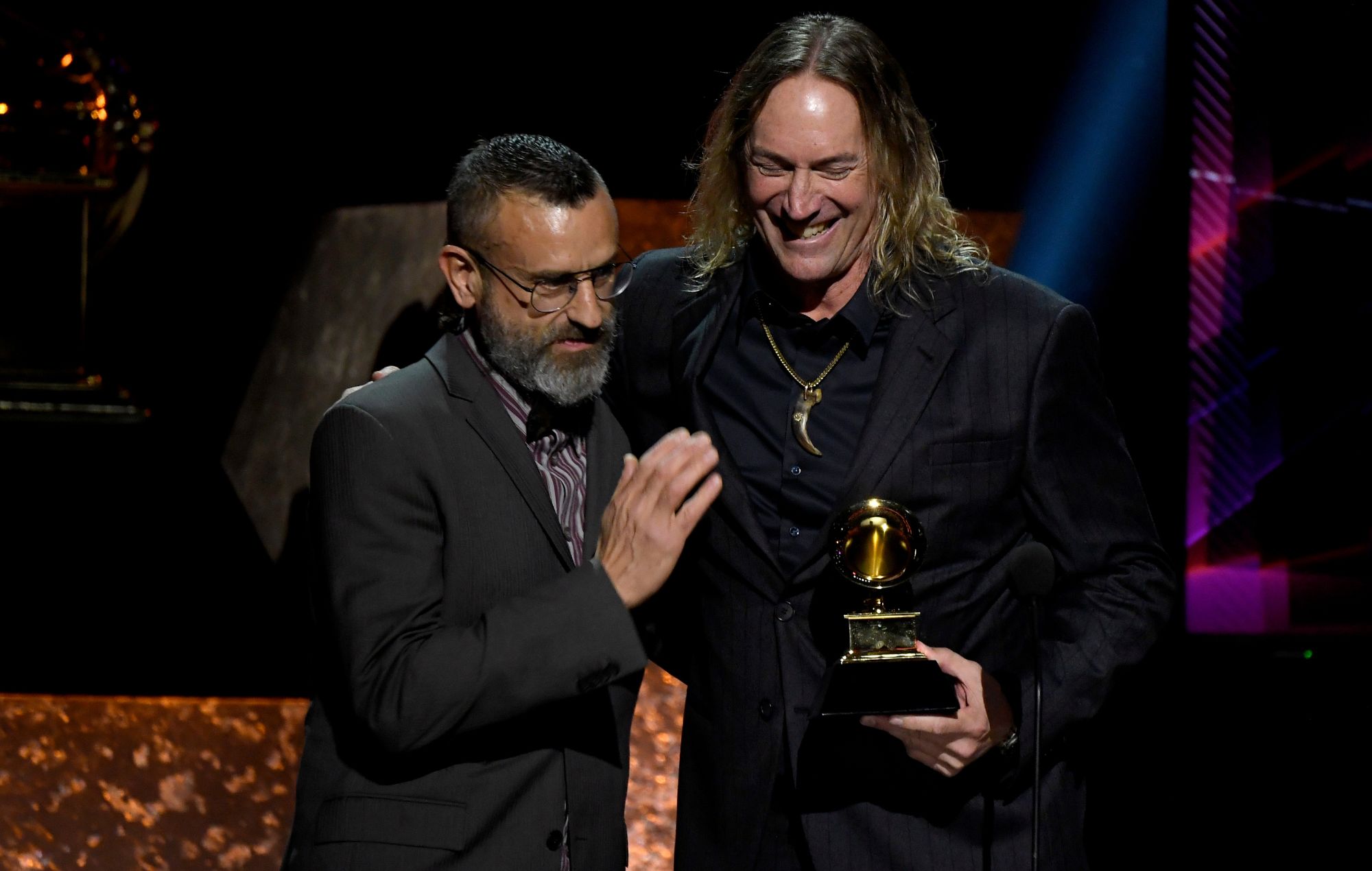 Justin Chancellor and Danny Carey of Tool accept Best Metal Performance for '7empest' onstage during the 62nd Annual GRAMMY Awards