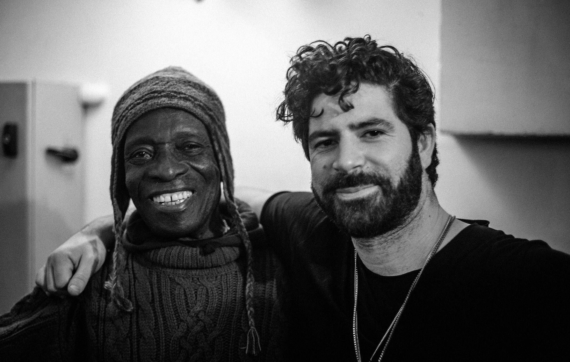 Foals' Yannis Philippakis with Tony Allen. Credit: Kit Monteith