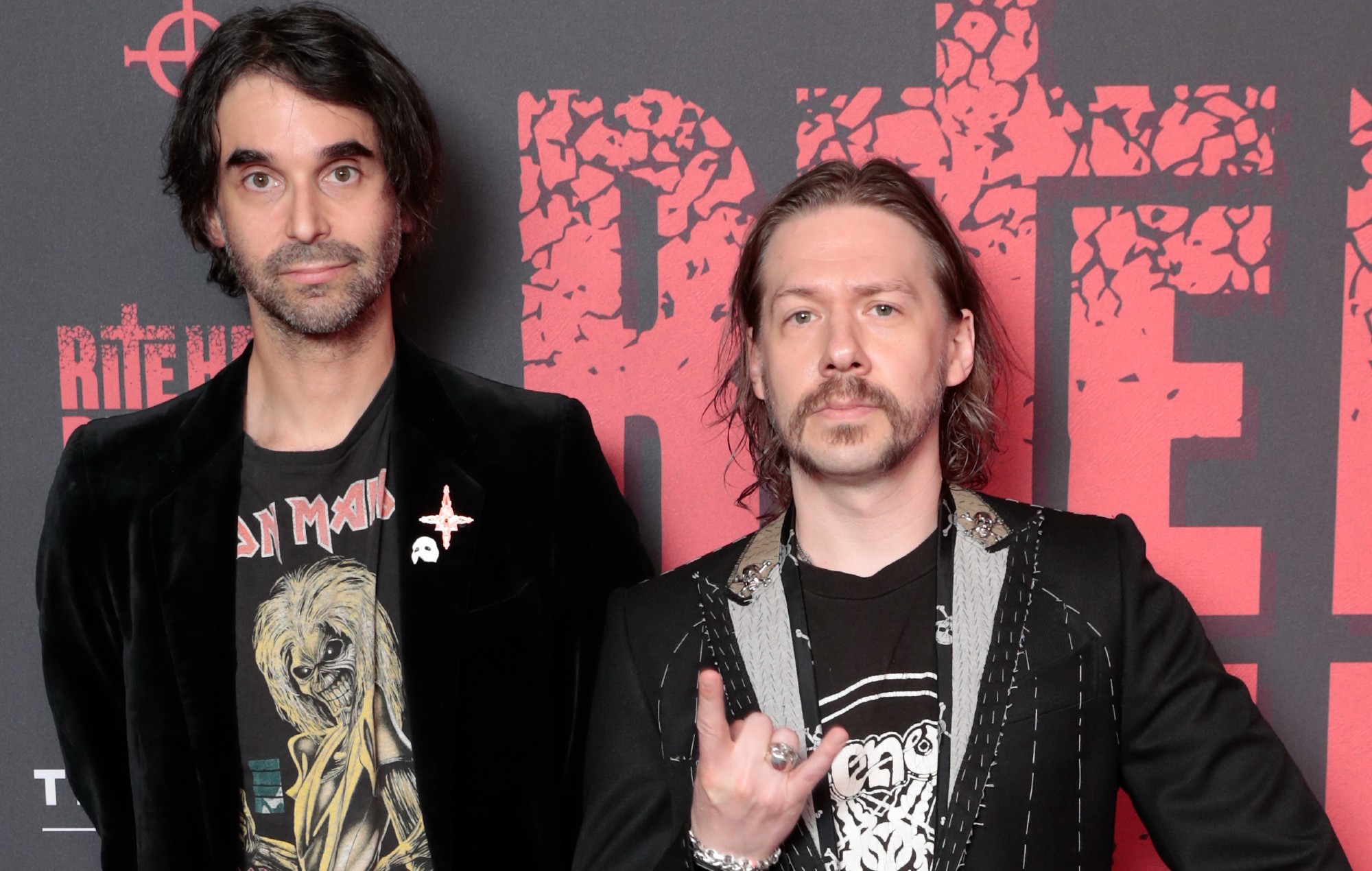 Alex Ross Perry and Tobias Forge attend the premiere of 'RITE HERE RITE NOW'