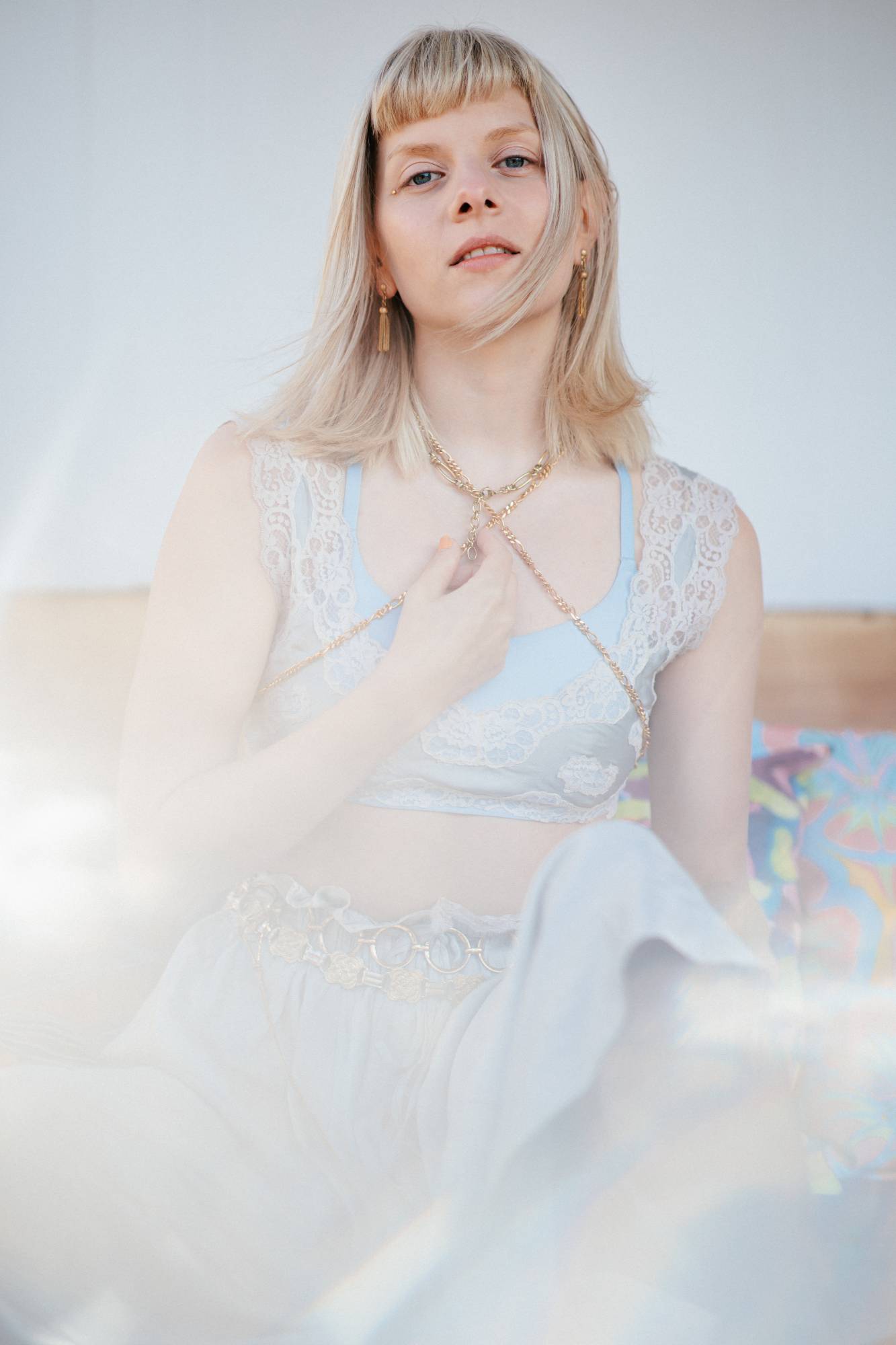 AURORA backstage at Glastonbury 2024. Credit: Andy Ford for NME