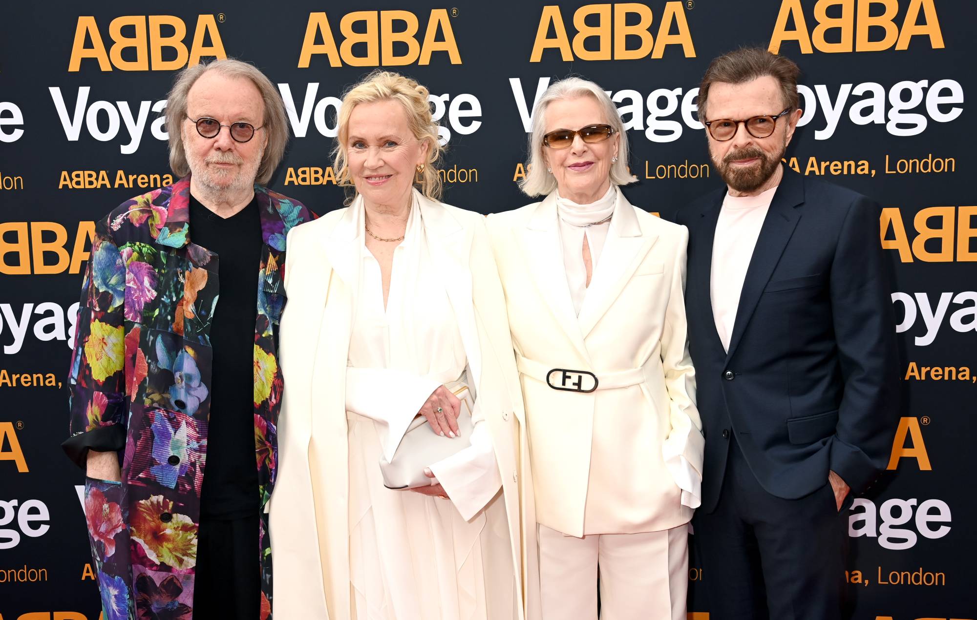 Benny Andersson, Agnetha Fältskog, Anni-Frid Lyngstad and Bjorn Ulvaeus of ABBA attend the first performance of ABBA 