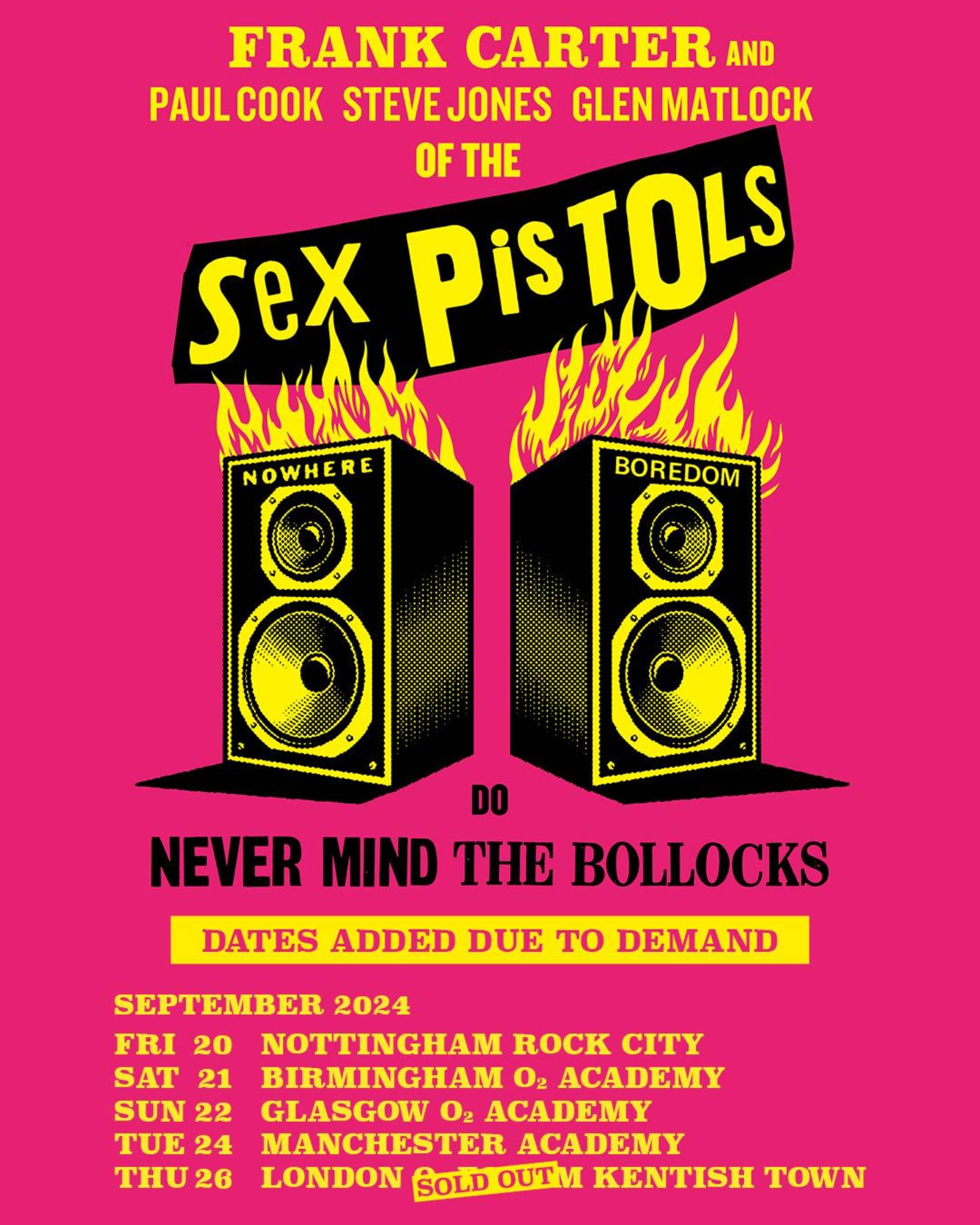 Frank Carter and Sex Pistols UK Tour Poster. CREDIT: Press