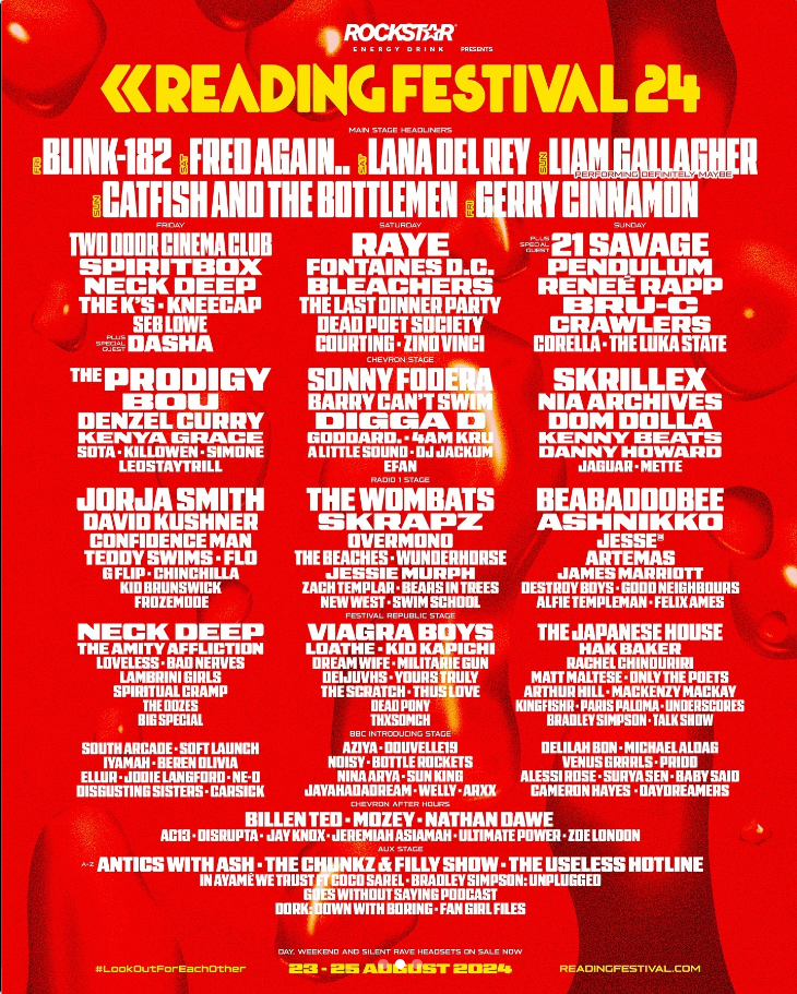 Reading Festival 2024 line-up poster