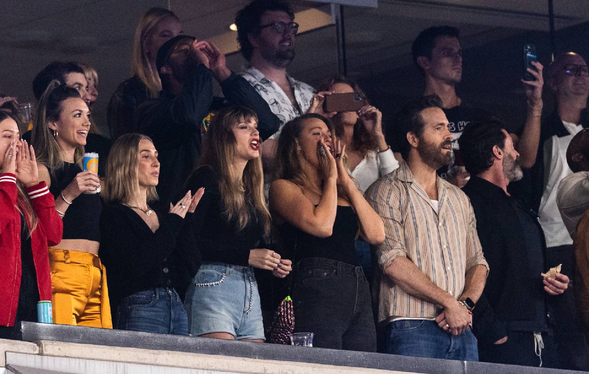 Taylor Swift, Blake Lively and Ryan Reynolds at football game