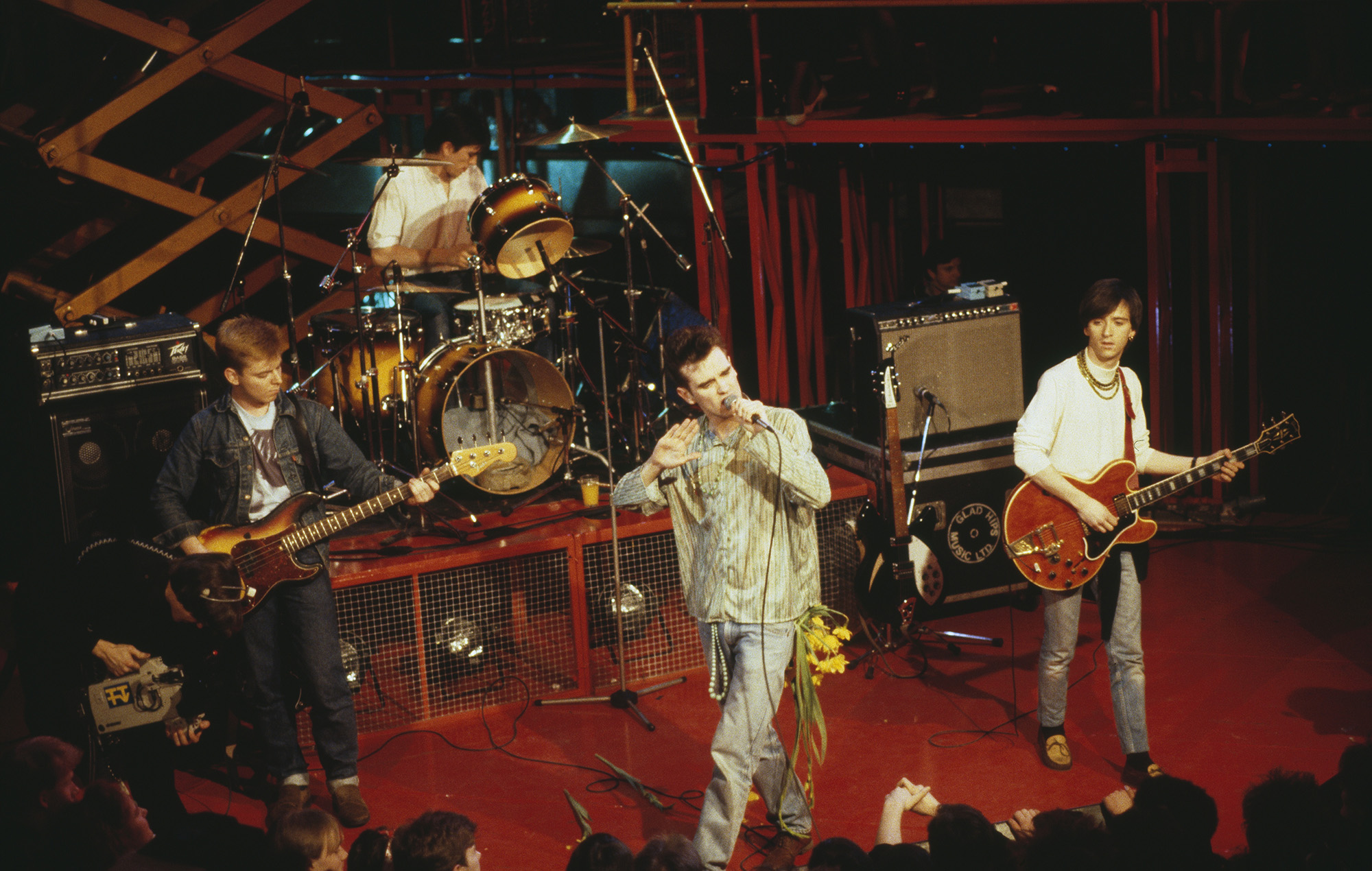 The Smiths: Andy Rourke, Mike Joyce, Morrissey, and Johnny Marr, perform live on stage, 1984. (Photo by Pete Cronin/Redferns/Getty Images)