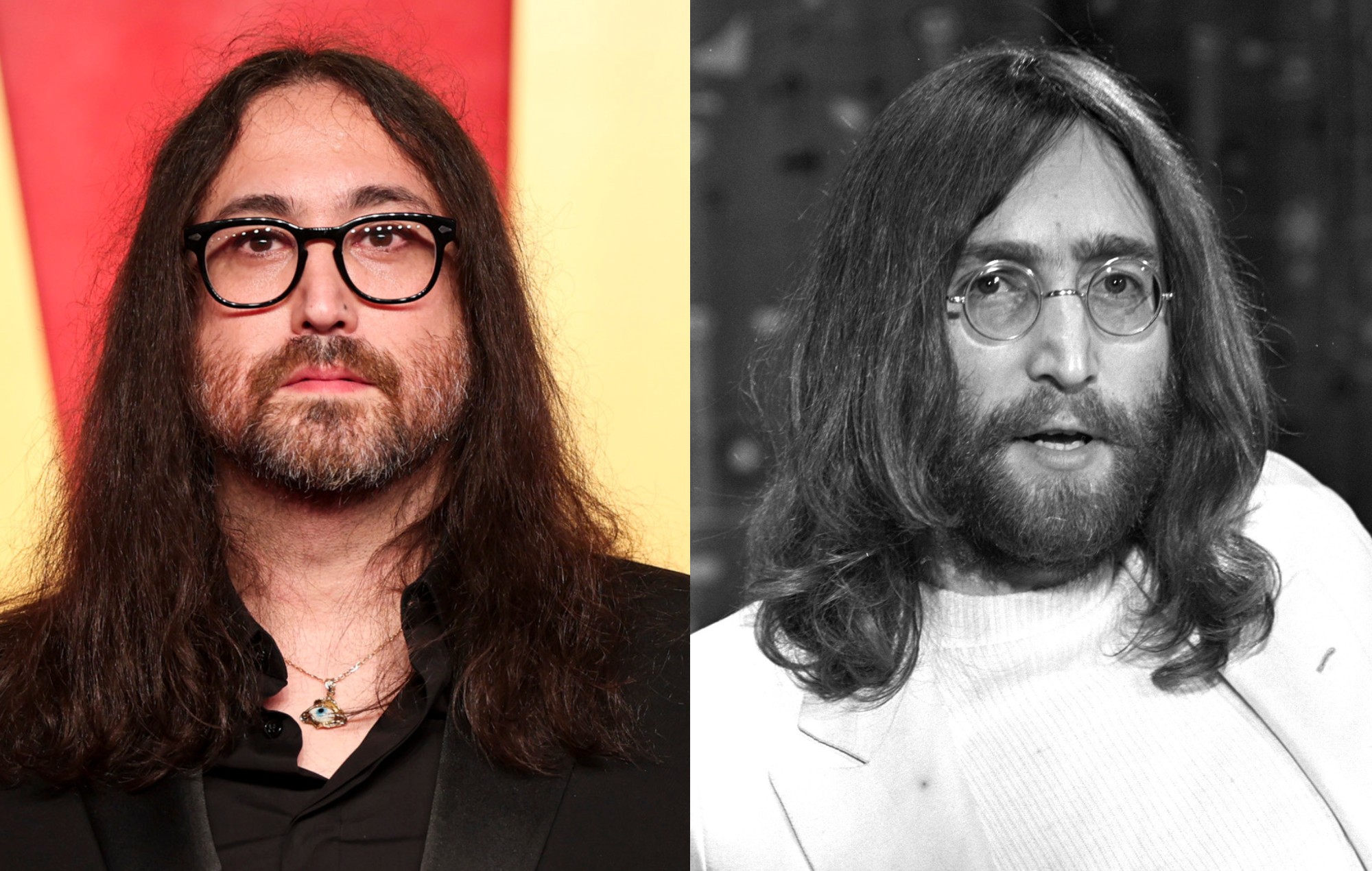 A composite image of Sean Ono Lennon and John Lennon