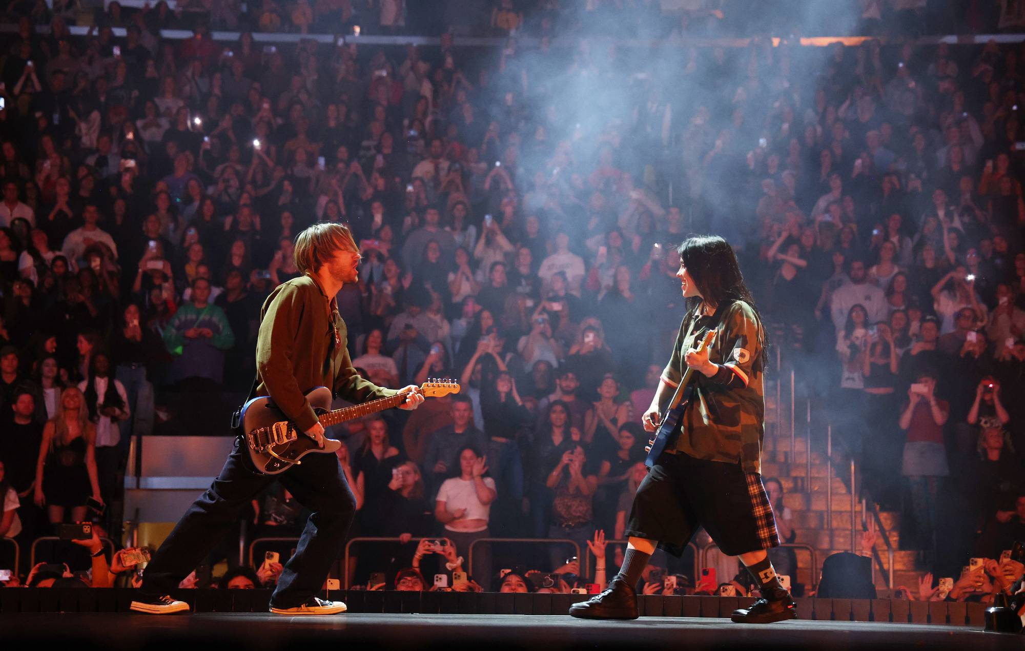 Finneas O'Connell and Billie Eilish perform onstage during Billie Eilish HIT ME HARD AND SOFT: THE TOUR at Madison Square Garden on October 16, 2024 in New York City. (Photo by Kevin Mazur/Kevin Mazur/Getty Images for Live Nation)