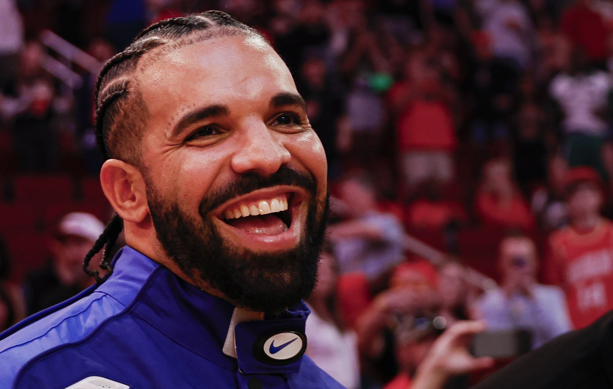 Drake attends a game between the Houston Rockets and the Cleveland Cavaliers at Toyota Center on March 16, 2024 in Houston, Texas