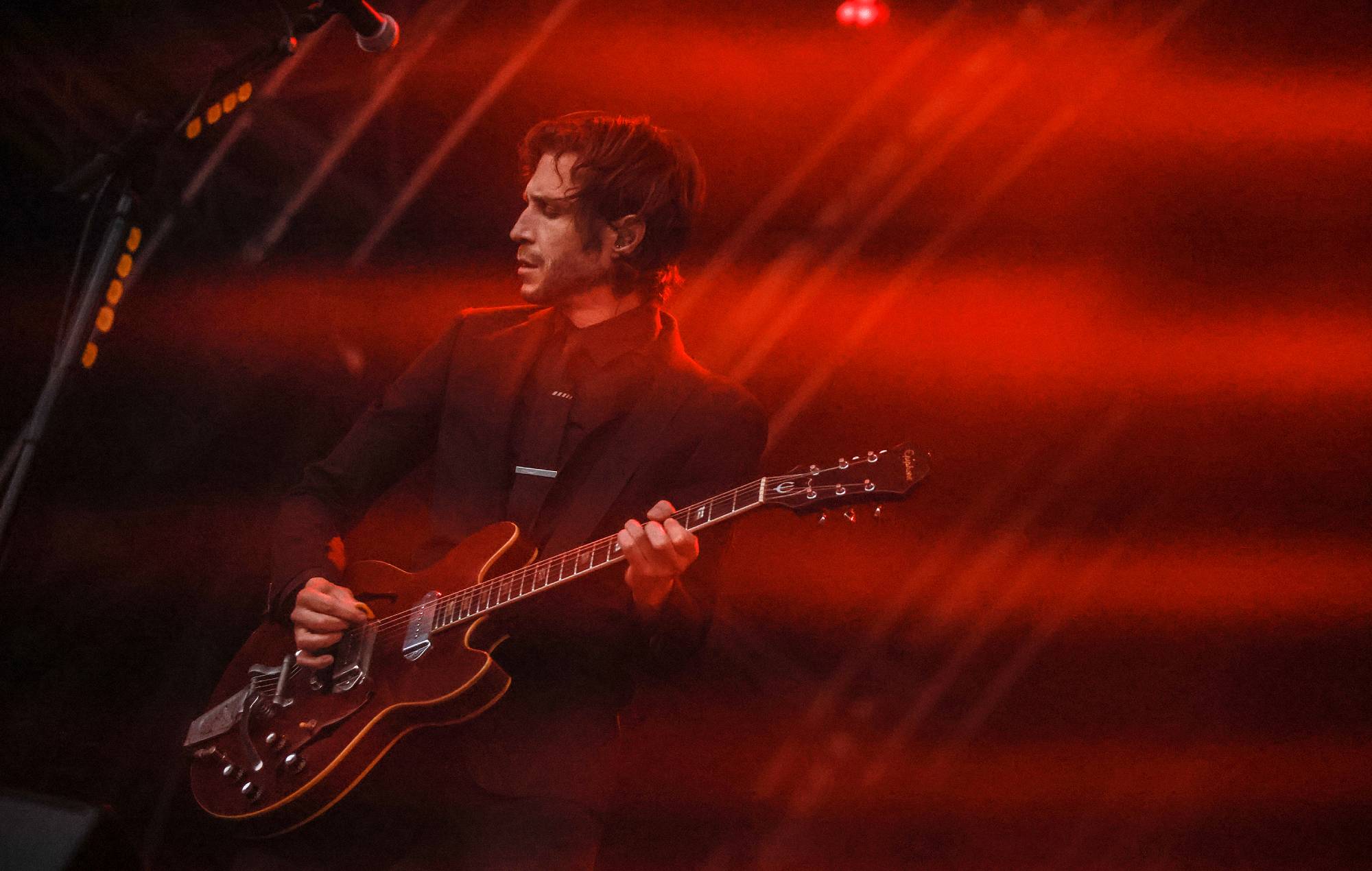 Daniel Kessler of Interpol performs at Trinity College, Dublin, Ireland. (Photo by Debbie Hickey/Getty Images)
